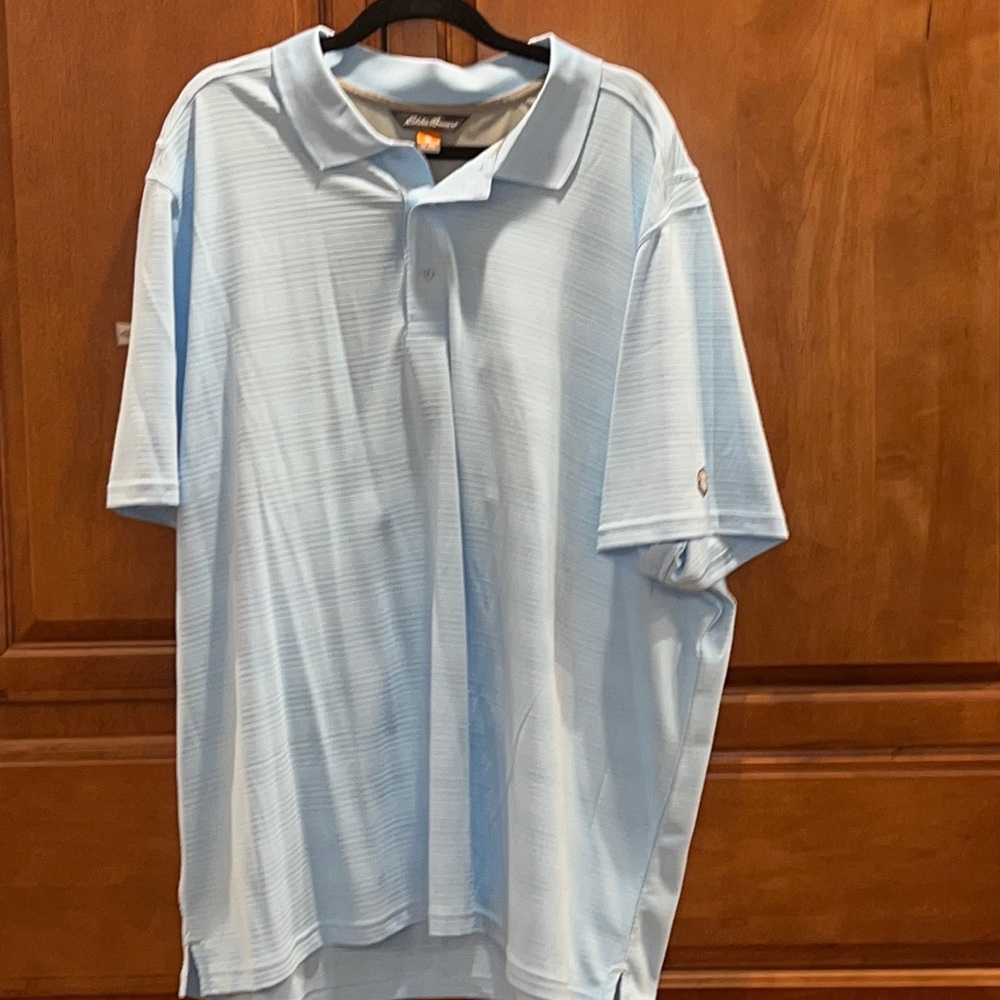 Eddie Bauer blue polo shirt